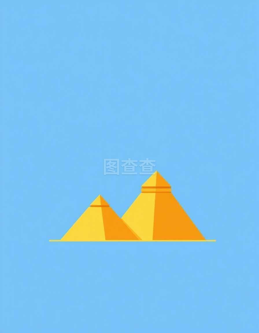 蓝色金字塔 以几何平面设计构建视觉秩序与象征力量